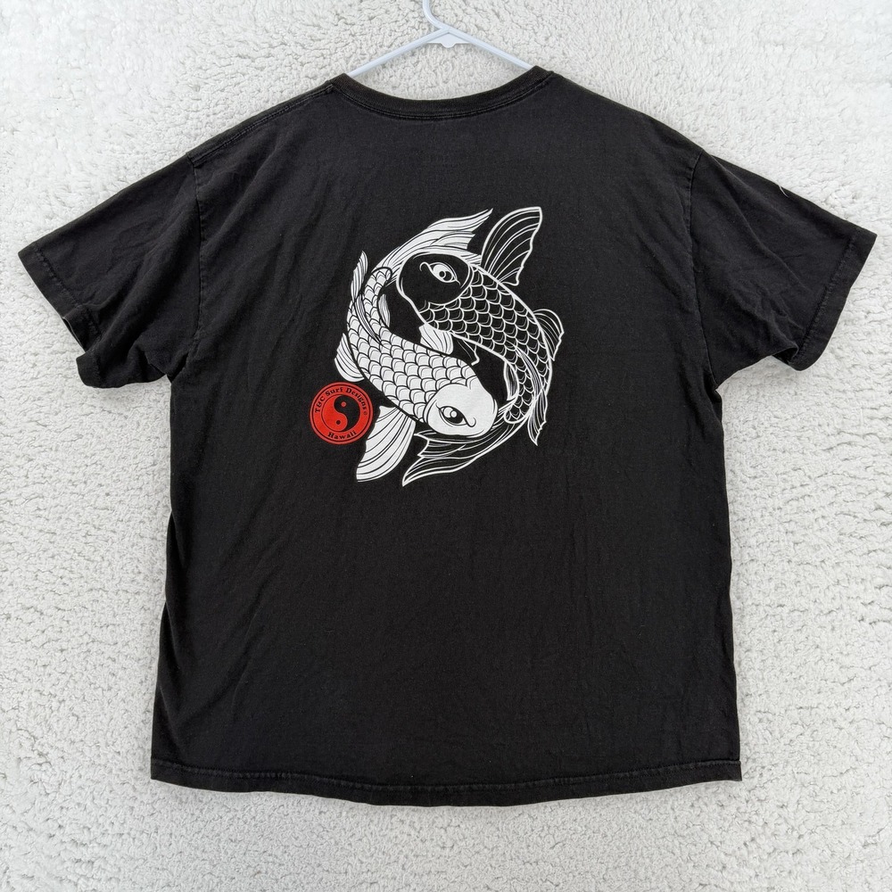 T&C Surf Designs Shirt Mens XL Black Yin Yang Koi Fish Hawaii Tee T-Shirt Surf